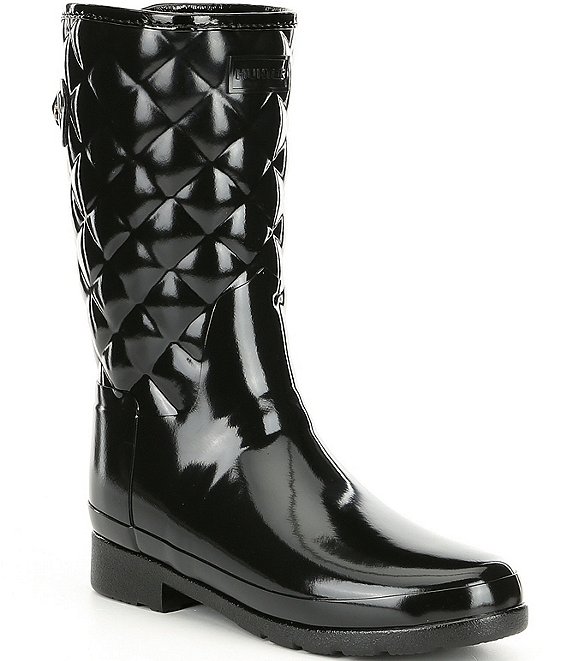 Hunter Refined High Gloss Quilted Short Waterproof Rain Boot