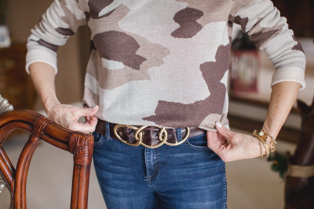 Photo of Sweater, Belt and Jeans