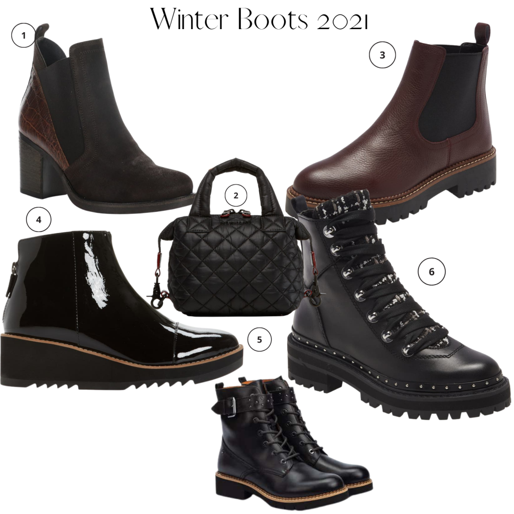 Collage of winter boots and accessories