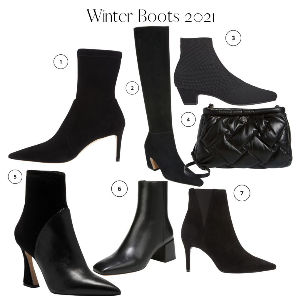 Collage of winter boots and accessories