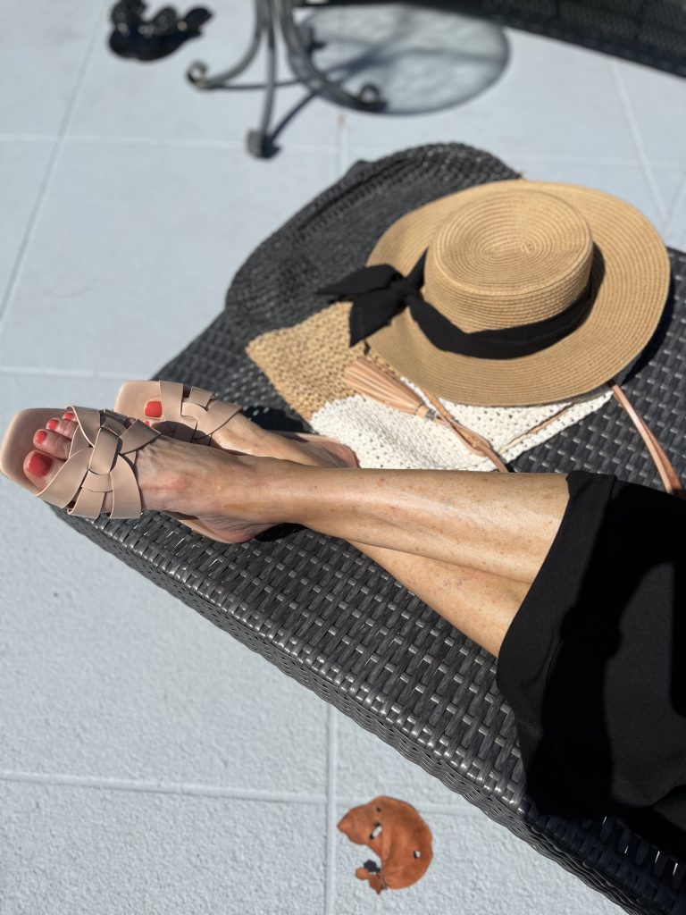 Sunhat, Beach Bag and Slip on Sandals