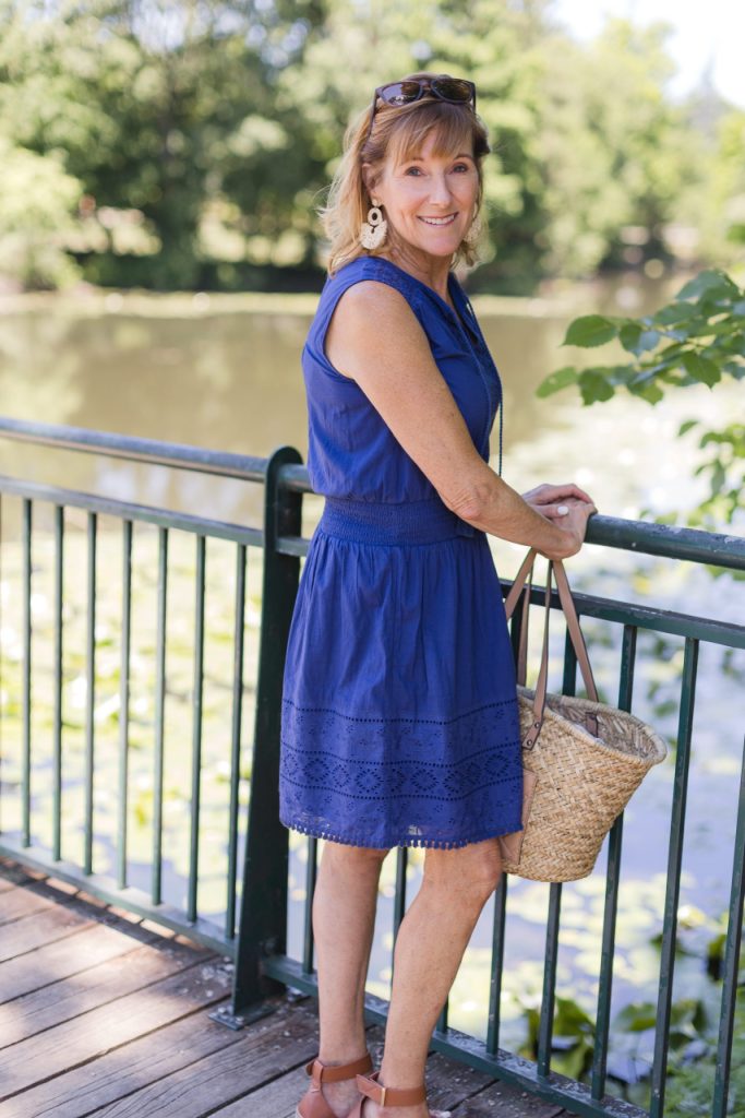 Cabana Life Navy Eyelet Sleeveless Dress