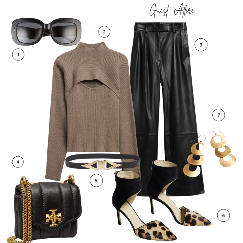 Tory Burch Miller Sunglasses, BR Asti Shrug and Tank Set, BR Cruise Leather Wide Leg Pant, Tory Burch Nano Kira Crossbody, Raina Verona Leather Belt, BR Valais Haircalf Leather Heel