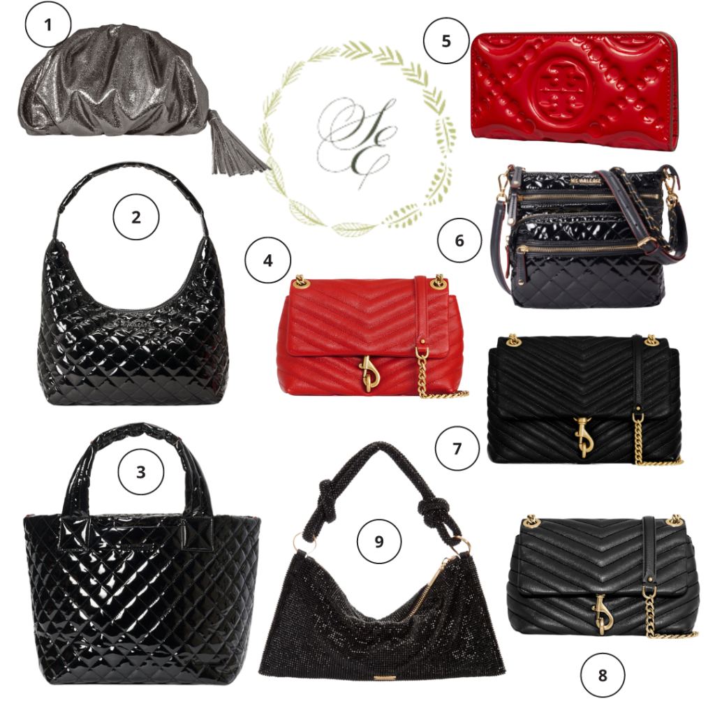 Rebecca Minkoff ruched clutch, MZ wallace shoulder bag, MZ wallace small metro tote deluxe, MZ wallace cross body, tory burch t monogram wallet, rebecca minkoff edie crossbody in black and valentine, rebecca minkoff flap shoulder, cult gia hera nano knotted embellised shoulder bag