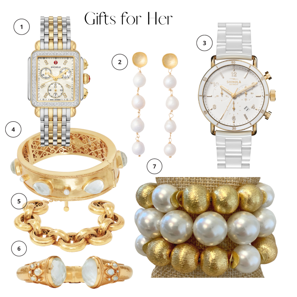 Michelle deco two tone 18K watch, Brinker and Eliza Gigi earrings, Shinola Canfield sport women's watch, Julie Vos cassis cuff iridenscent clear bracelet, Julie Vos cassis demi link bracelet, julie vos cassis statement bangle, Hazen and Company dublin stack