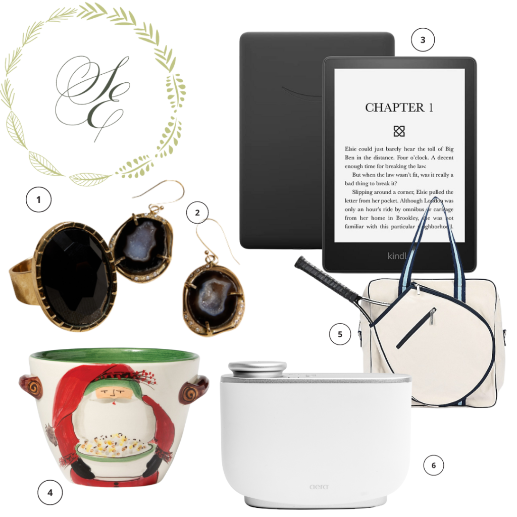 Banana Republic Gemma Kabradovite Ring by Aureus and Argent, Banana Republic Lyric dangle earrings by aureus and argent, Kindle paperwhite, Vietri old st nick handled popcorn bowl, aera home diffuser, ame and lulu womens hampton tennis tour bag at Jcrew