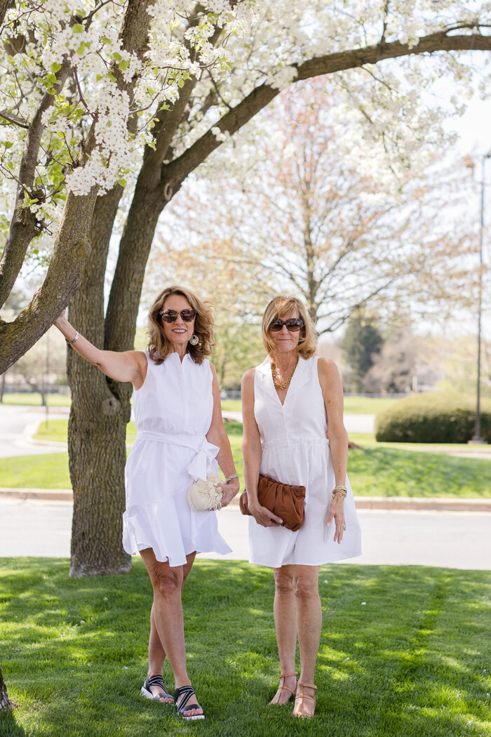 our go to white dresses in the summer Tuckernuck oxford white sleeveless royal shirt dress Express sleeveless belted shirt dress