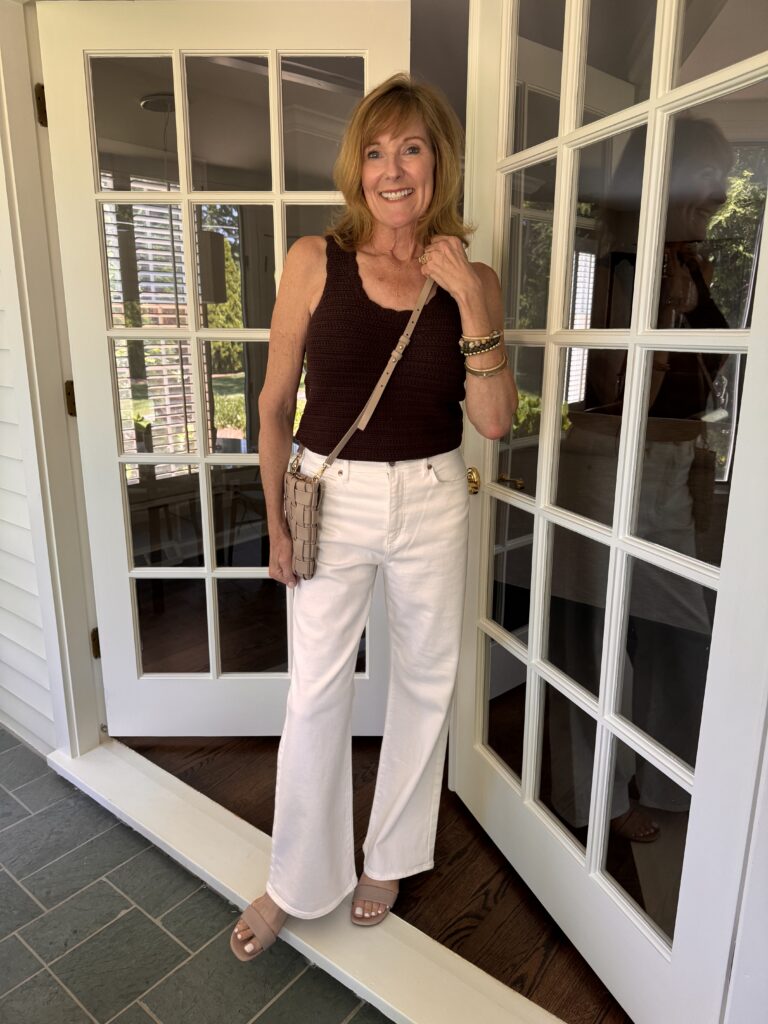 tank and white pants outfit