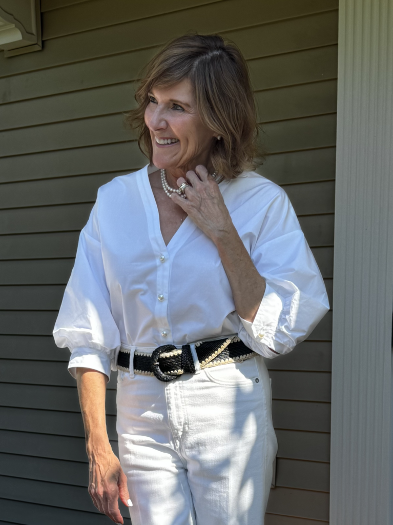 Summer Style Bev wearing Lands End Belt